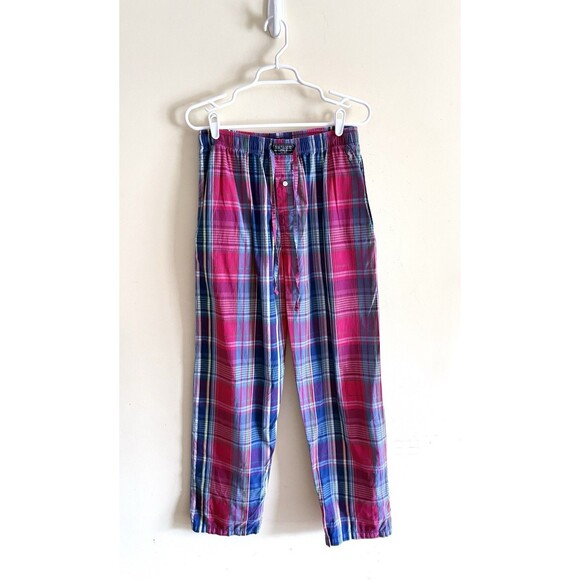 Vintage POLO Ralph Lauren LOUNGE Pants Pony Logo PLAID‎ Men's Size Medium - Picture 1 of 4